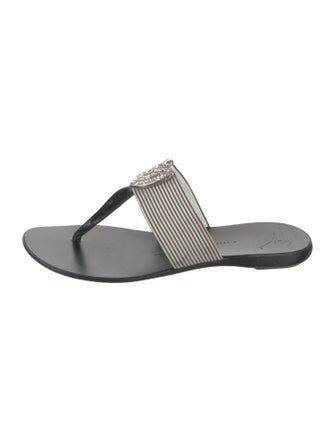 Giuseppe Zanotti Canvas Striped Slides