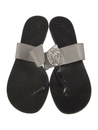 Giuseppe Zanotti Canvas Striped Slides