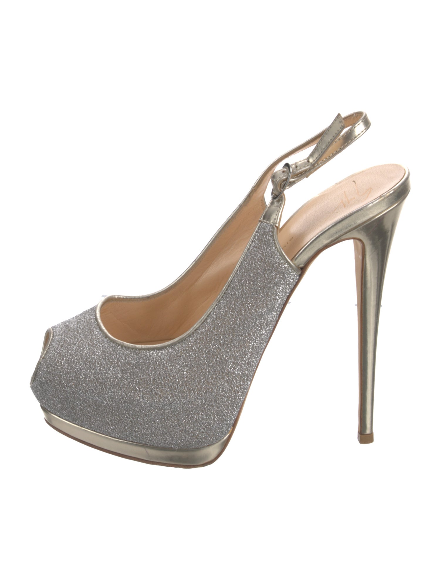Giuseppe Zanotti Leather Glitter Accents Slingback Sandals