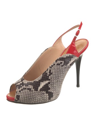 Giuseppe Zanotti Embossed Leather Animal Print Slingback Sandals