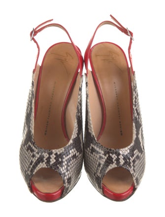 Giuseppe Zanotti Embossed Leather Animal Print Slingback Sandals