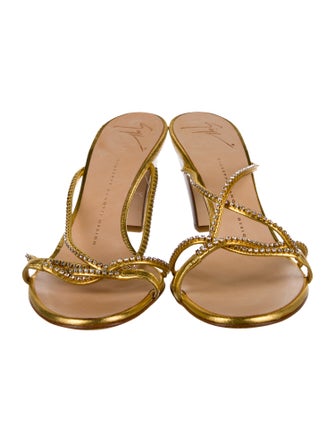 Giuseppe Zanotti Leather Crystal Embellishments Slides