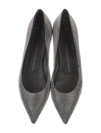 Giuseppe Zanotti Suede Crystal Embellishments Flats