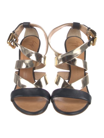 Giuseppe Zanotti Leather Colorblock Pattern Sandals