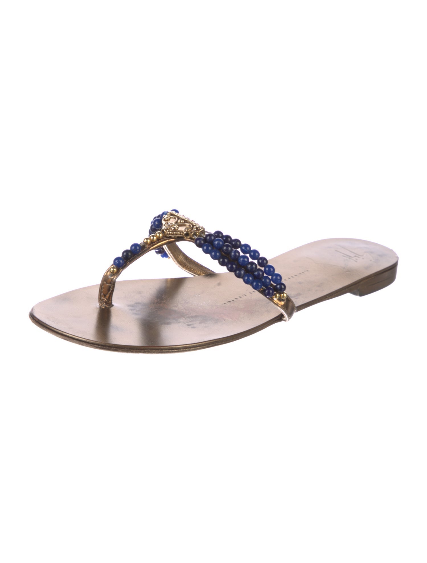 Giuseppe Zanotti Patent Leather Beaded Accents Slides