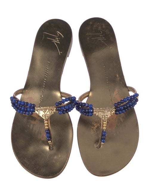 Giuseppe Zanotti Patent Leather Beaded Accents Slides