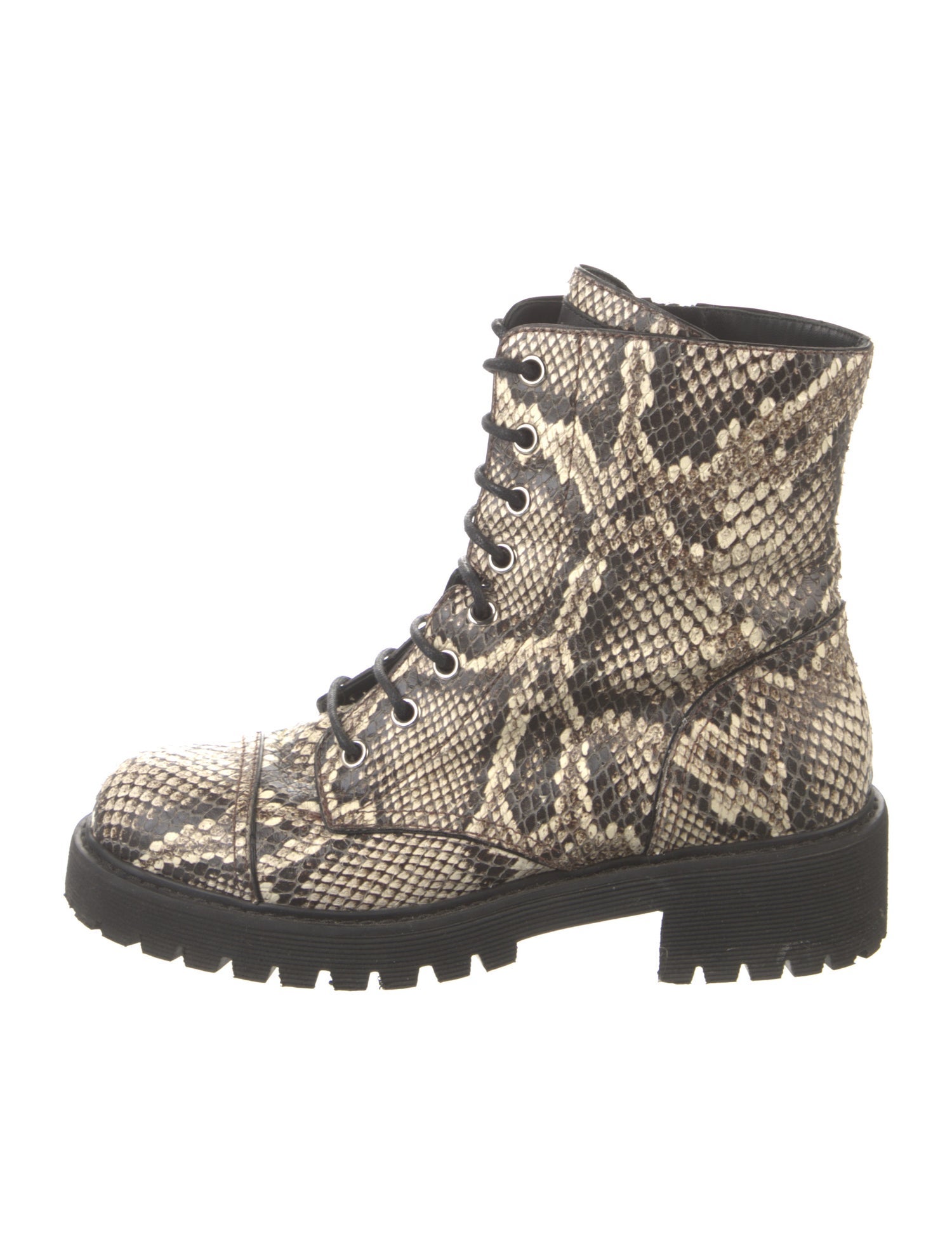 Giuseppe Zanotti Snakeskin Animal Print Combat Boots