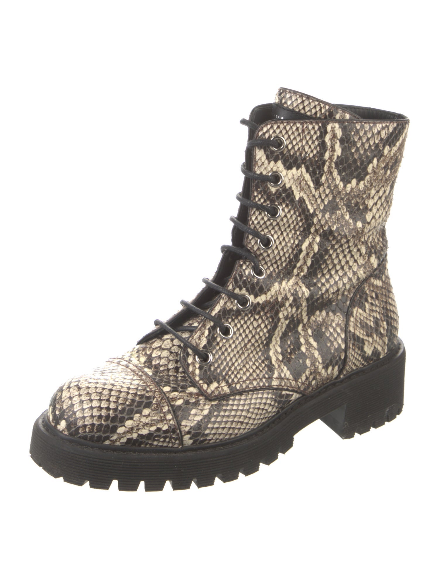 Giuseppe Zanotti Snakeskin Animal Print Combat Boots