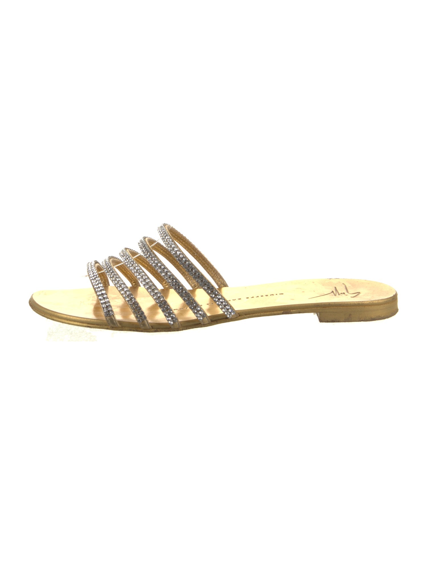 Giuseppe Zanotti Leather Crystal Embellishments Slides