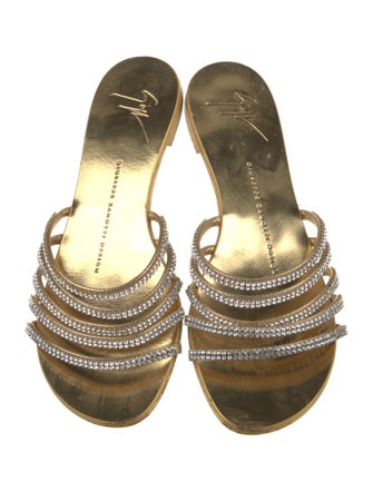 Giuseppe Zanotti Leather Crystal Embellishments Slides
