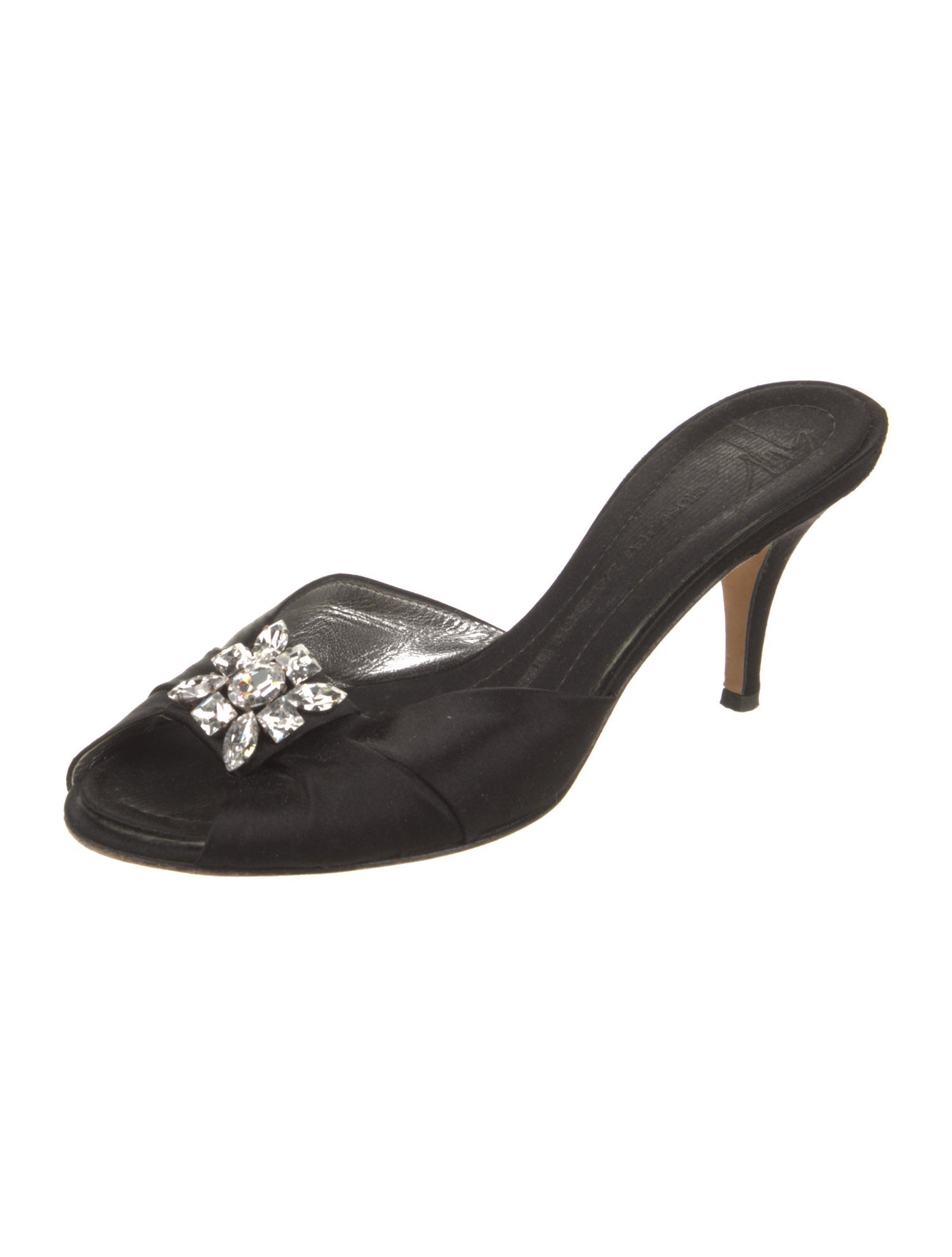 Giuseppe Zanotti Satin Crystal Embellishments Slides