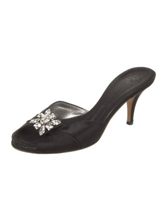 Giuseppe Zanotti Satin Crystal Embellishments Slides