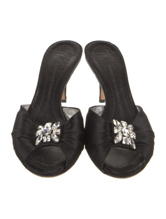 Giuseppe Zanotti Satin Crystal Embellishments Slides