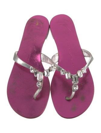 Giuseppe Zanotti Leather Crystal Embellishments Slides