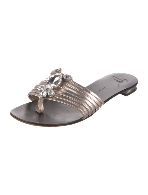 Giuseppe Zanotti Leather Crystal Embellishments Slides