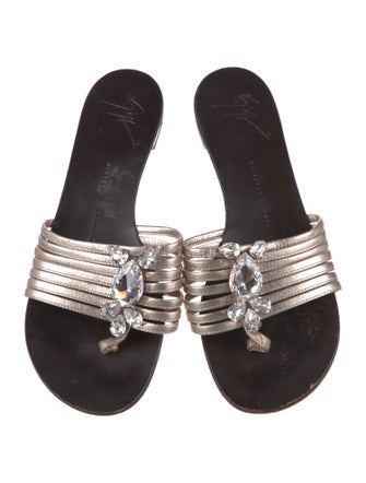 Giuseppe Zanotti Leather Crystal Embellishments Slides