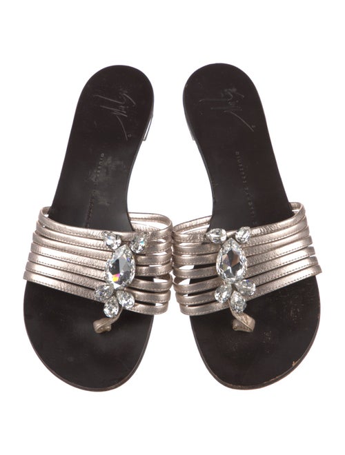 Giuseppe Zanotti Leather Crystal Embellishments Slides