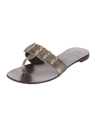Giuseppe Zanotti Leather Crystal Embellishments Slides