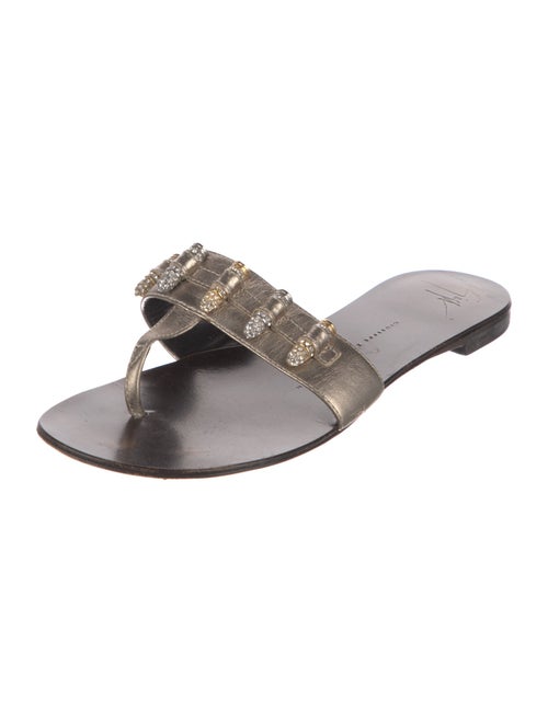 Giuseppe Zanotti Leather Crystal Embellishments Slides