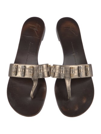 Giuseppe Zanotti Leather Crystal Embellishments Slides