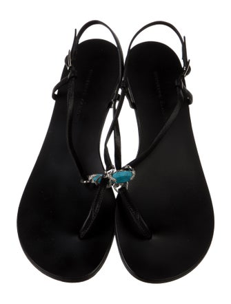 Giuseppe Zanotti Leather Crystal Embellishments T-Strap Sandals