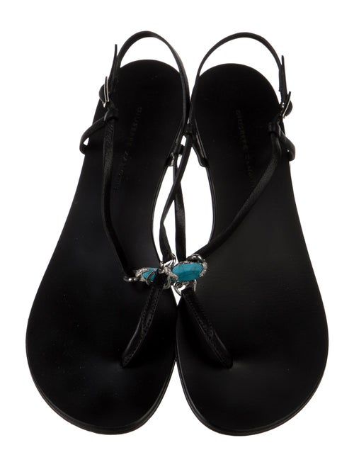 Giuseppe Zanotti Leather Crystal Embellishments T-Strap Sandals