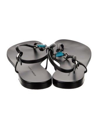 Giuseppe Zanotti Leather Crystal Embellishments T-Strap Sandals