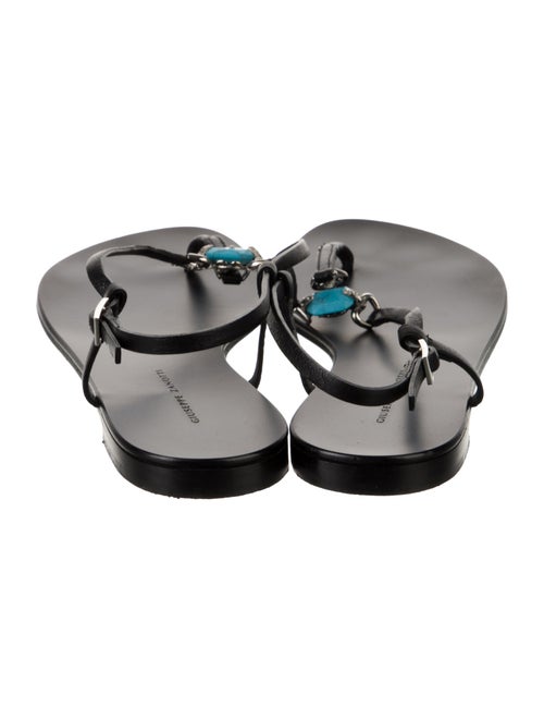 Giuseppe Zanotti Leather Crystal Embellishments T-Strap Sandals