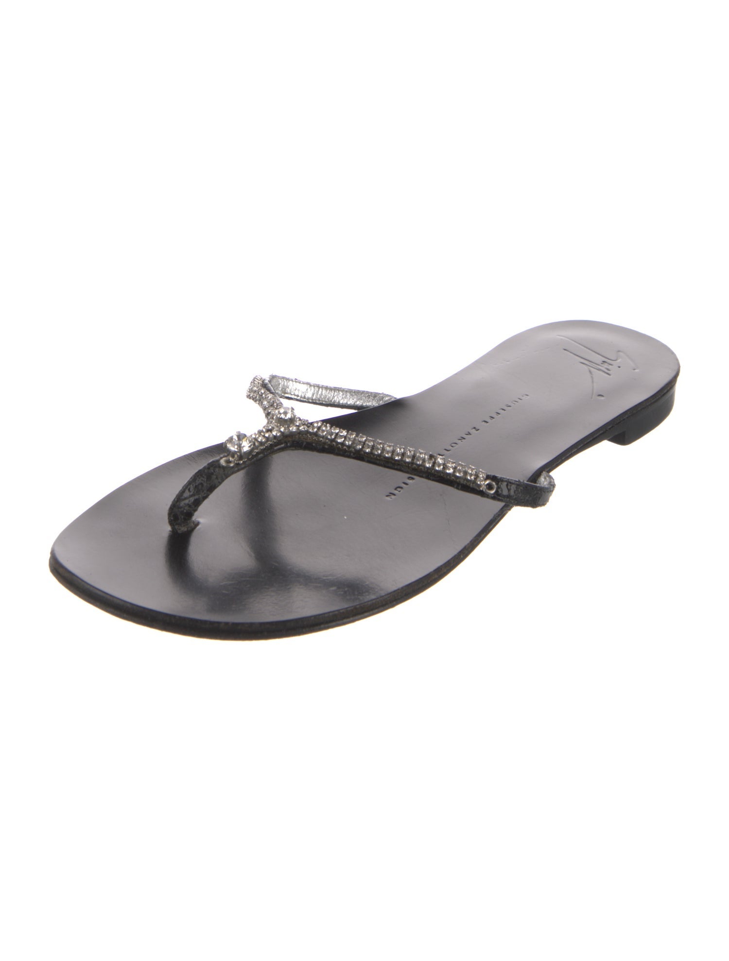 Giuseppe Zanotti Leather Crystal Embellishments Slides
