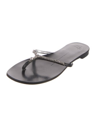 Giuseppe Zanotti Leather Crystal Embellishments Slides