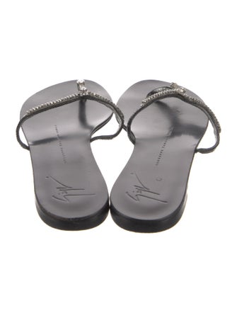 Giuseppe Zanotti Leather Crystal Embellishments Slides