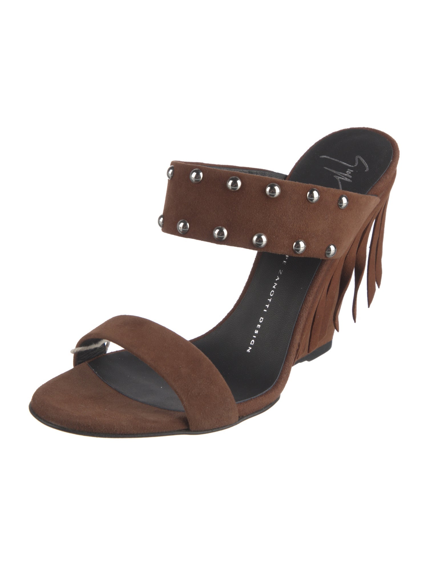 Giuseppe Zanotti Suede Studded Accents Slides