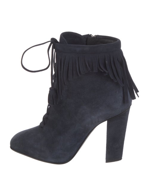 Giuseppe Zanotti Suede Fringe Trim Accent Lace-Up Boots