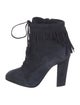 Giuseppe Zanotti Suede Fringe Trim Accent Lace-Up Boots