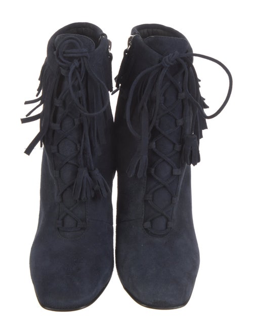 Giuseppe Zanotti Suede Fringe Trim Accent Lace-Up Boots