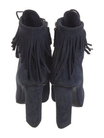 Giuseppe Zanotti Suede Fringe Trim Accent Lace-Up Boots