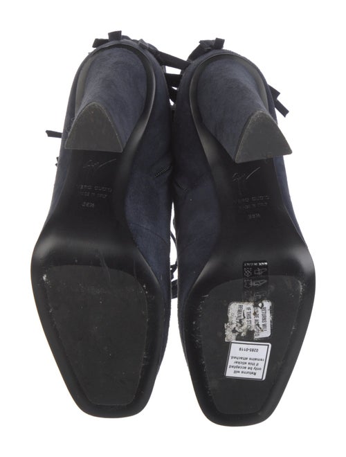 Giuseppe Zanotti Suede Fringe Trim Accent Lace-Up Boots