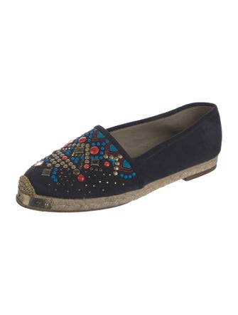 Giuseppe Zanotti Suede Crystal Embellishments Espadrilles