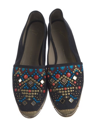 Giuseppe Zanotti Suede Crystal Embellishments Espadrilles