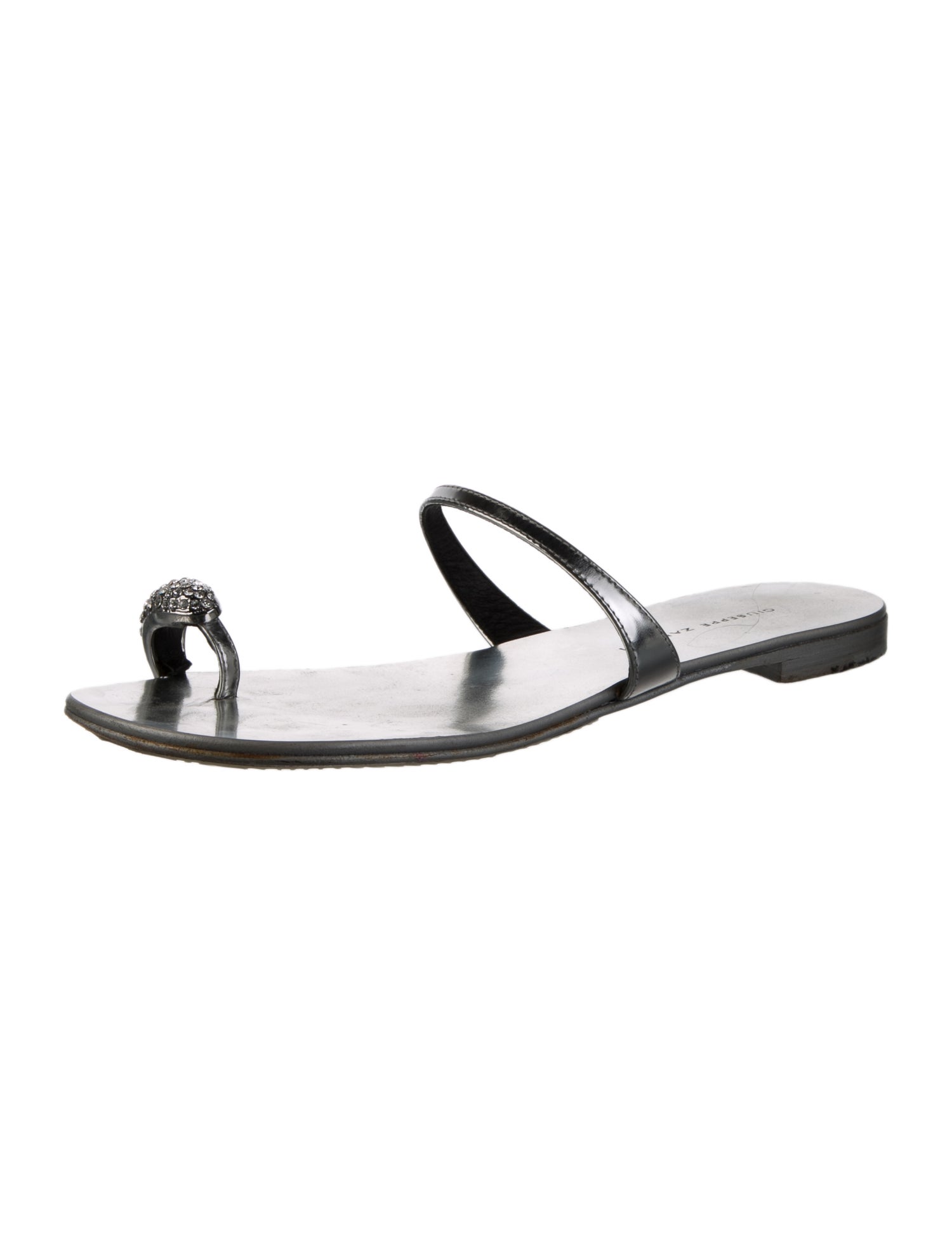 Giuseppe Zanotti Leather Crystal Embellishments Slides