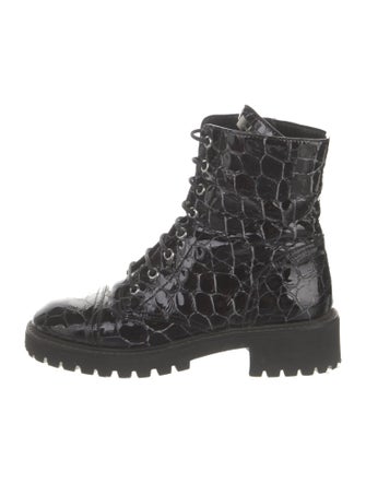 Giuseppe Zanotti Patent Leather Printed Combat Boots