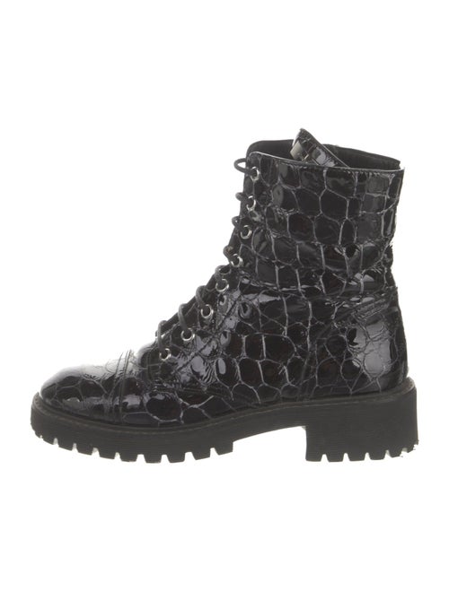 Giuseppe Zanotti Patent Leather Printed Combat Boots