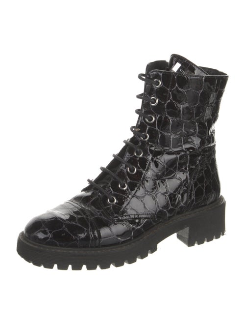 Giuseppe Zanotti Patent Leather Printed Combat Boots