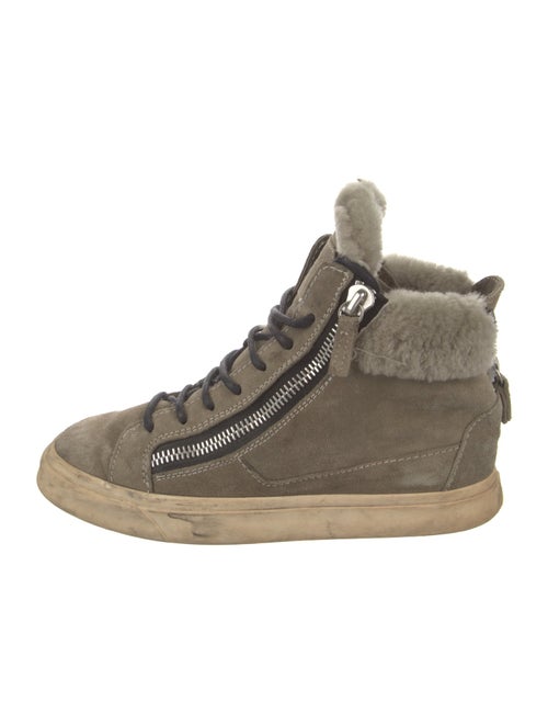 Giuseppe Zanotti Suede Faux Fur Trim Lace-Up Boots
