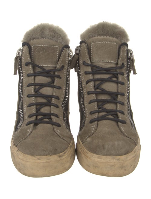 Giuseppe Zanotti Suede Faux Fur Trim Lace-Up Boots