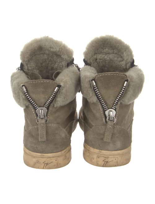 Giuseppe Zanotti Suede Faux Fur Trim Lace-Up Boots