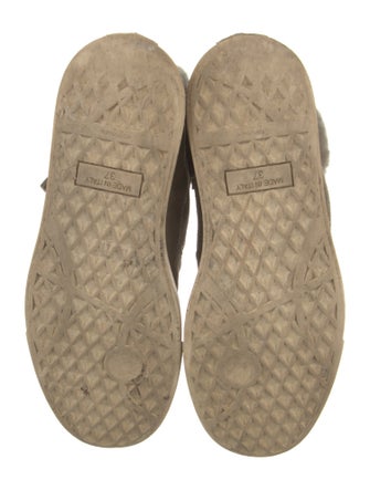 Giuseppe Zanotti Suede Faux Fur Trim Lace-Up Boots