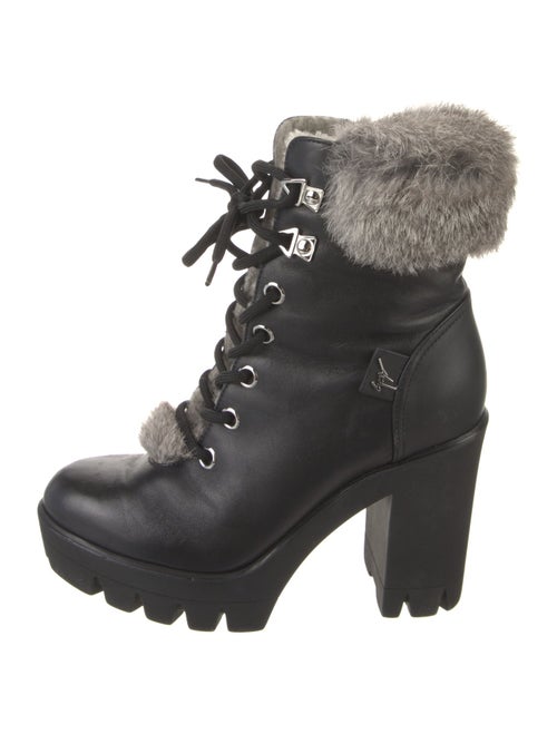 Giuseppe Zanotti Leather Fur Trim Combat Boots
