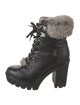 Giuseppe Zanotti Leather Fur Trim Combat Boots