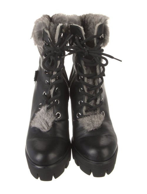 Giuseppe Zanotti Leather Fur Trim Combat Boots